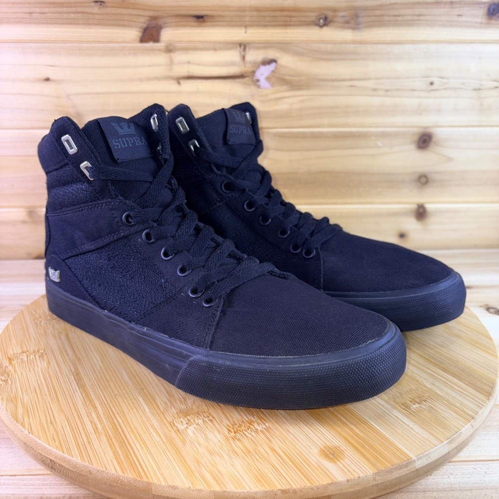 Supra Sneakers Mens 8.5 Black Canvas Aluminum High Top Skate Shoe
